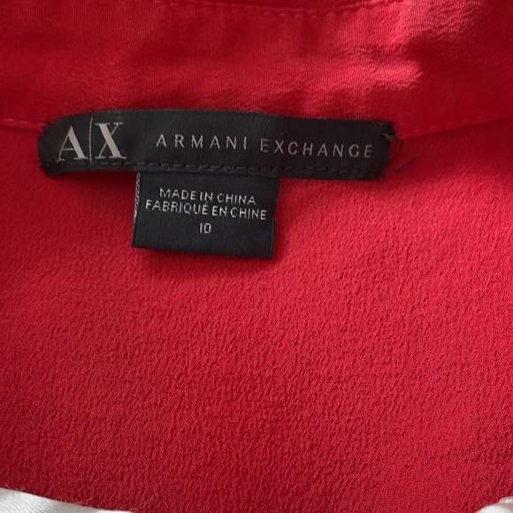 AX Armani Exchange Red Silk Shirt Dress Size 10 High Low Hem - Picture 4 of 5